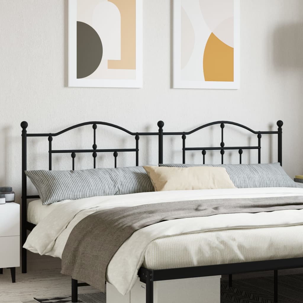 Metal Headboard Black 200cm - Unbeatable Bargains