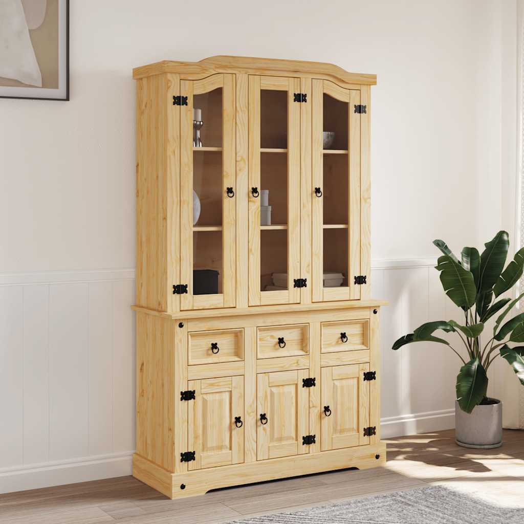Highboard Corona Brown 112x43x196 cm Solid Wood Mexican Pine - Charlotte Dunes