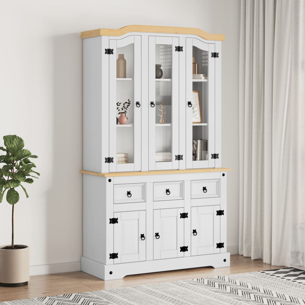 Highboard Corona White 112x43x196 cm Solid Wood Pine - Style and Chic