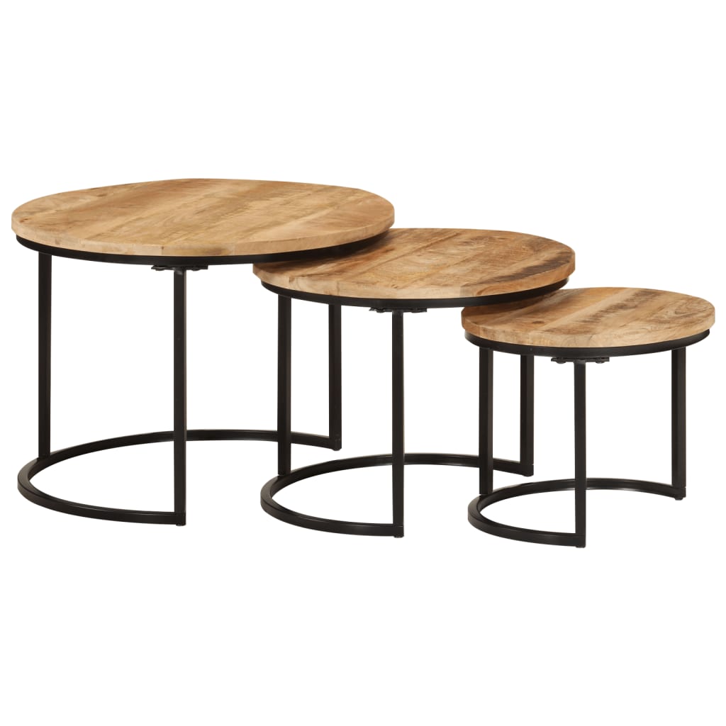 Nesting Tables 3 pcs Solid Rough Wood Mango - Casper Homes