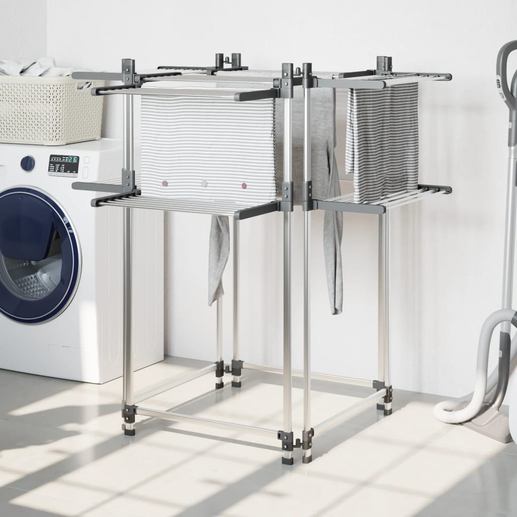 Laundry Drying Rack 107x107x120 cm Aluminium - Style and Chic