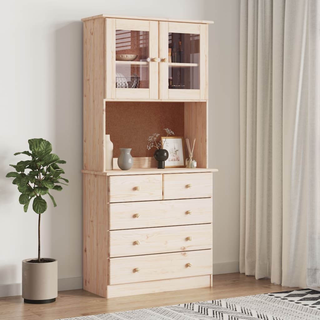 Highboard ALTA 77x35x165 cm Solid Wood Pine - Style and Chic