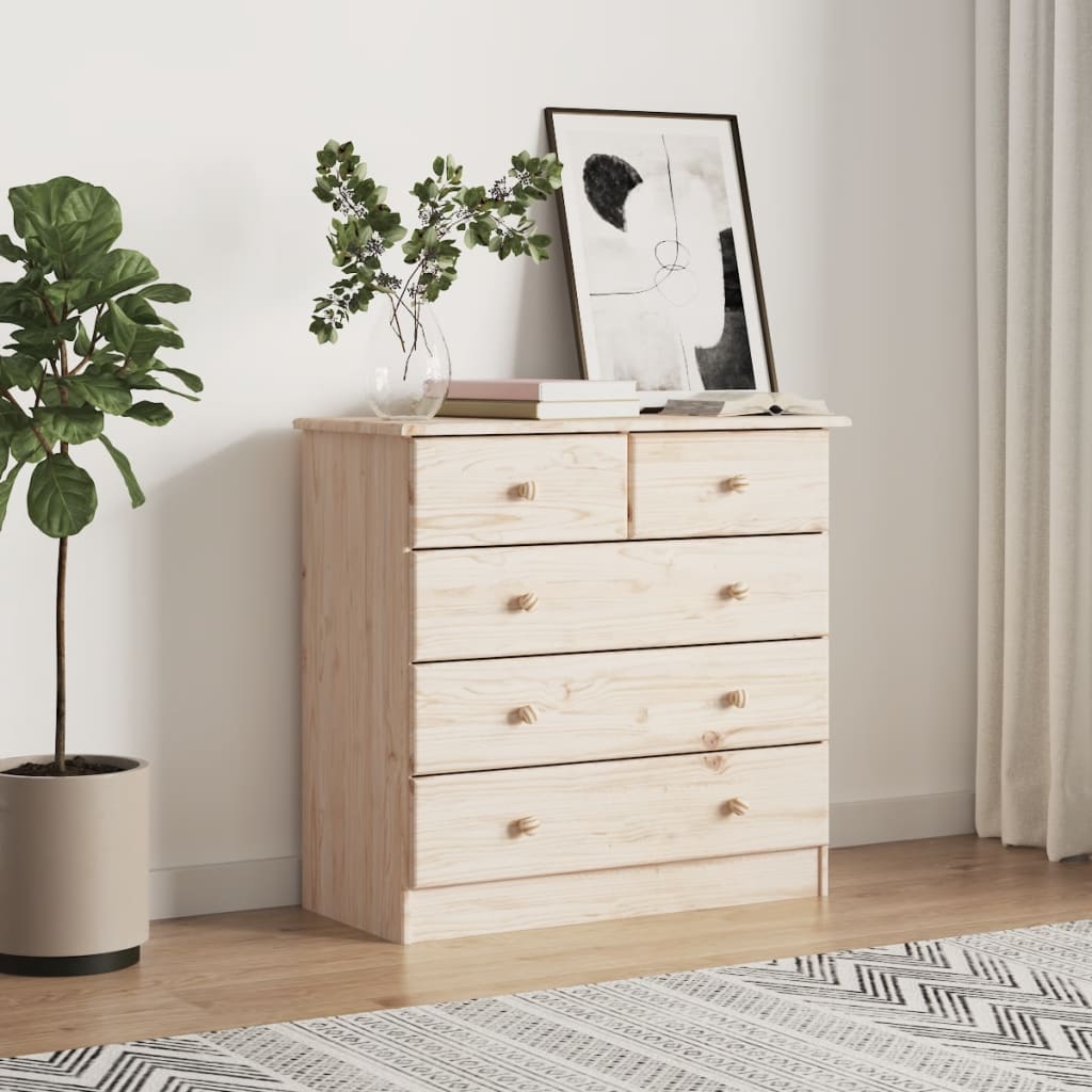 LINDSAY Oak Finish Chest of Drawers - Medium-sized, 5 Drawers - Millennium Furniture