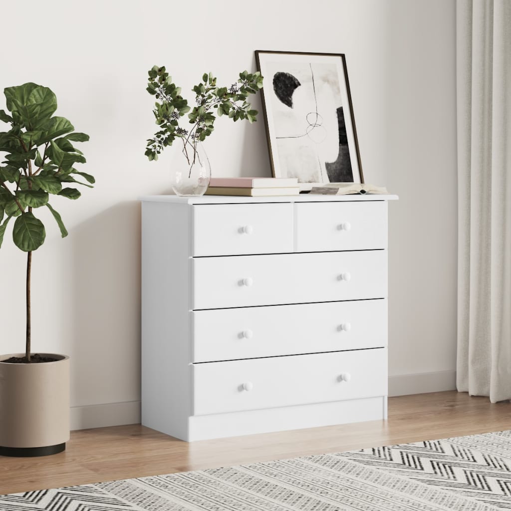 GOLOMED White Chest of Drawers - Medium-sized, 5 Drawers - Style and Chic