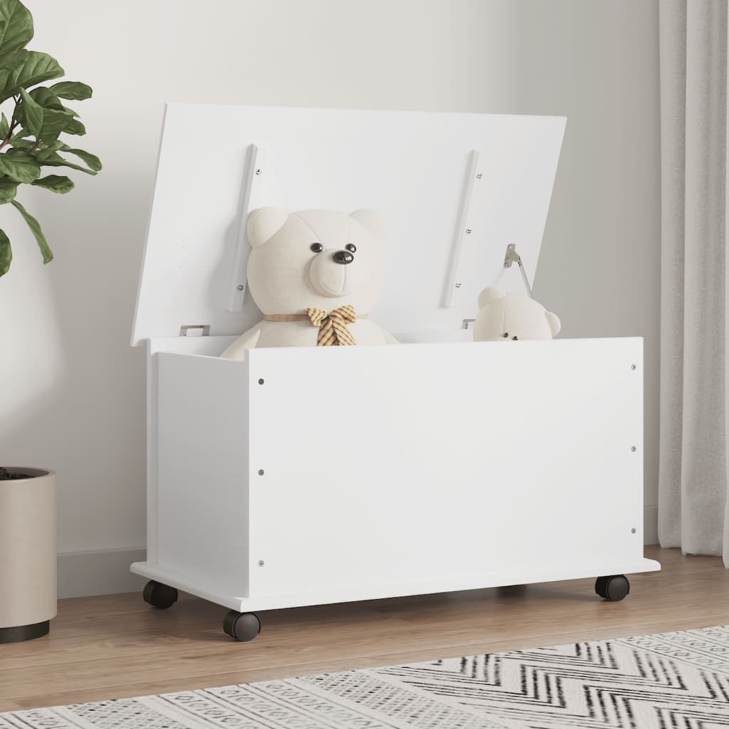 Storage Chest with Wheels ALTA White 73x39.5x44 cm Solid Wood Pine - Millennium Furniture