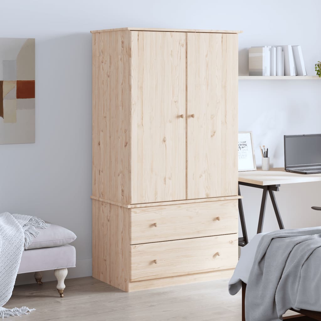 Wardrobe - AHESTON 2 Door 2 Drawer Wardrobe light Oak 90cm - Style and Chic