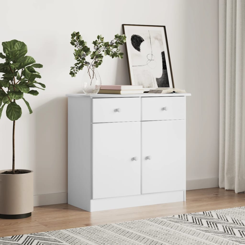 Sideboard ALTA White 77x35x73 cm Solid Wood Pine - Direct Imports