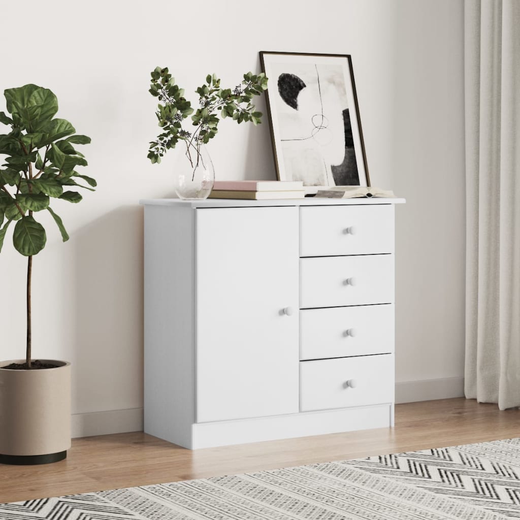 Sideboard ALTA White 77x35x73 cm Solid Wood Pine - Tyrell & Tyrell