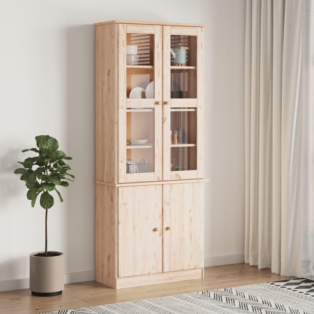Glass Display Cabinet ALTA 77x35x186.5 cm Solid Wood Pine - All Things Good