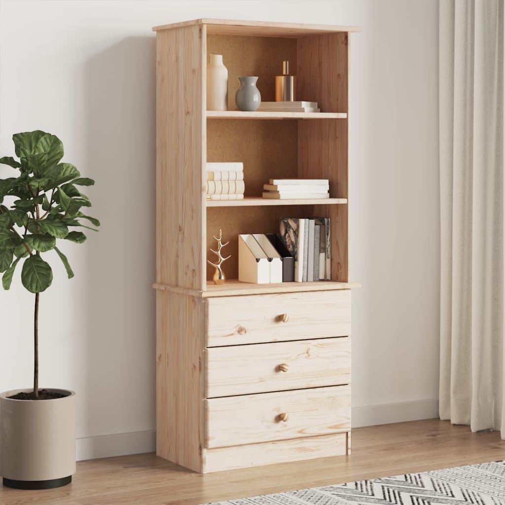 Bookcase with Drawers ALTA 60x35x142 cm Solid Wood Pine - Merlin Deals