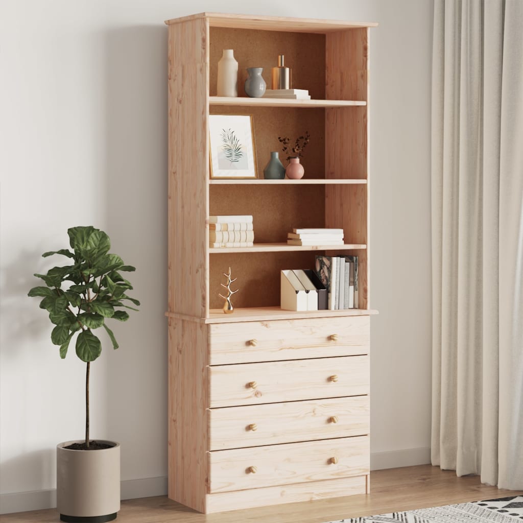 Bookcase with Drawers ALTA 77x35x186.5 cm Solid Wood Pine - Merlin Deals