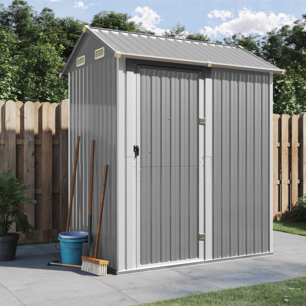 Garden Shed Light Grey 192x152.5x237 cm Galvanised Steel - Discount Dealers