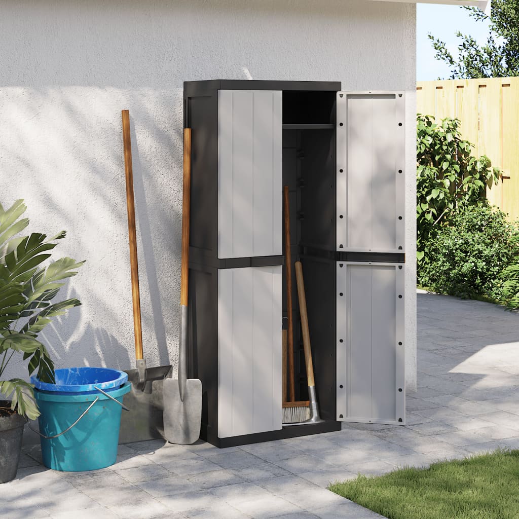 Outdoor Storage Cabinet Grey and Black 65x37x165 cm PP - Direct Imports