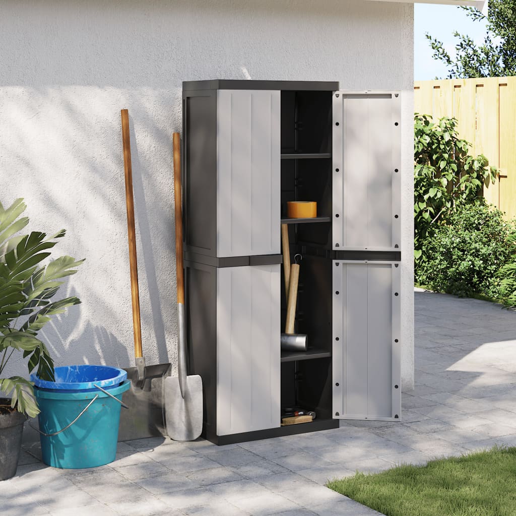 Outdoor Storage Cabinet Grey and Black 65x37x165 cm PP - Casper Homes