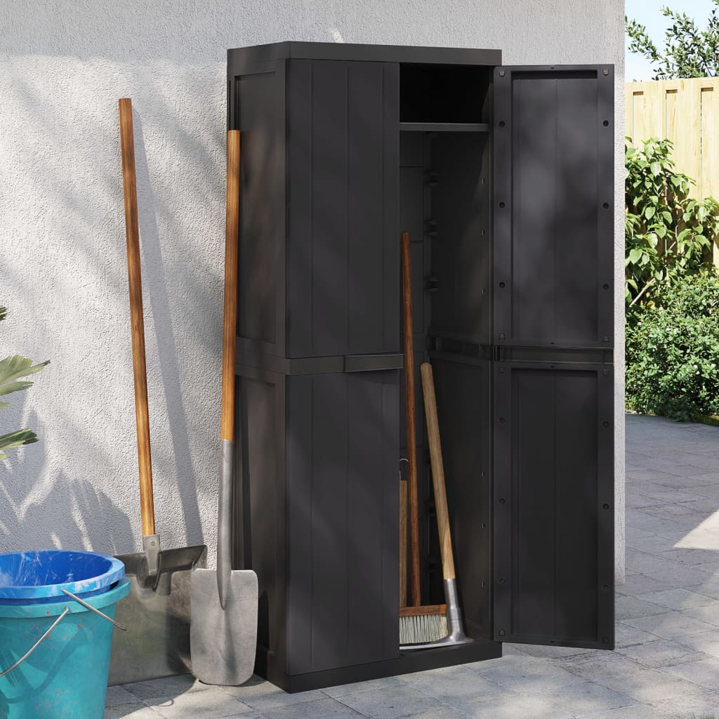 Outdoor Storage Cabinet Black 65x37x165 cm PP - Merlin Deals