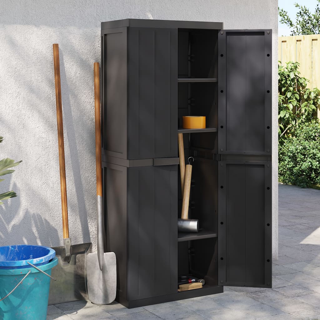 Outdoor Storage Cabinet Black 65x37x165 cm PP - The Home Maker