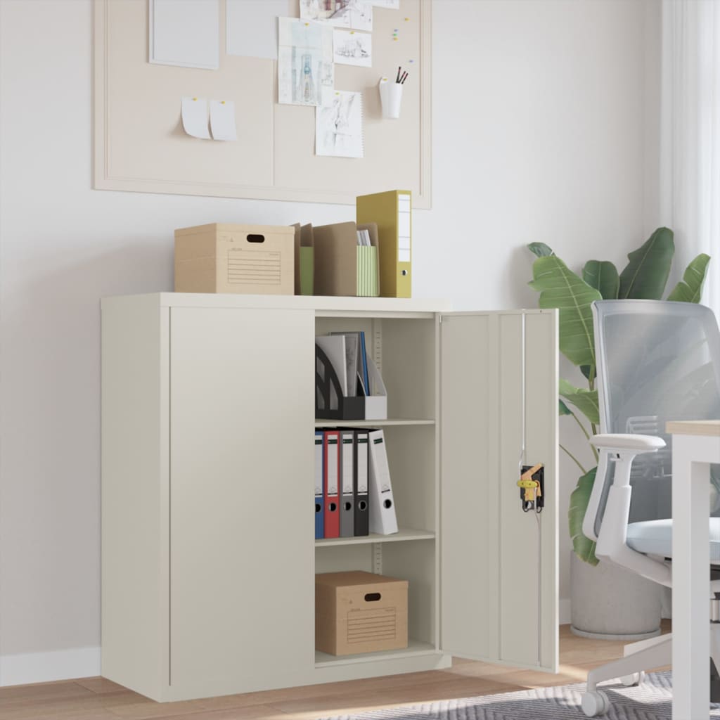 File Cabinet White 90x40x105 cm Steel - Decor Base