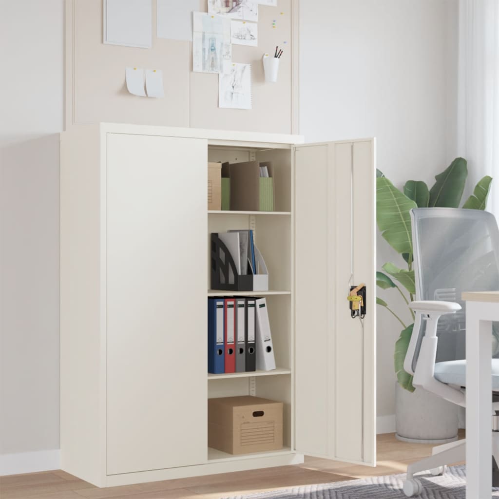 File Cabinet White 90x40x140 cm Steel - Merlin Deals