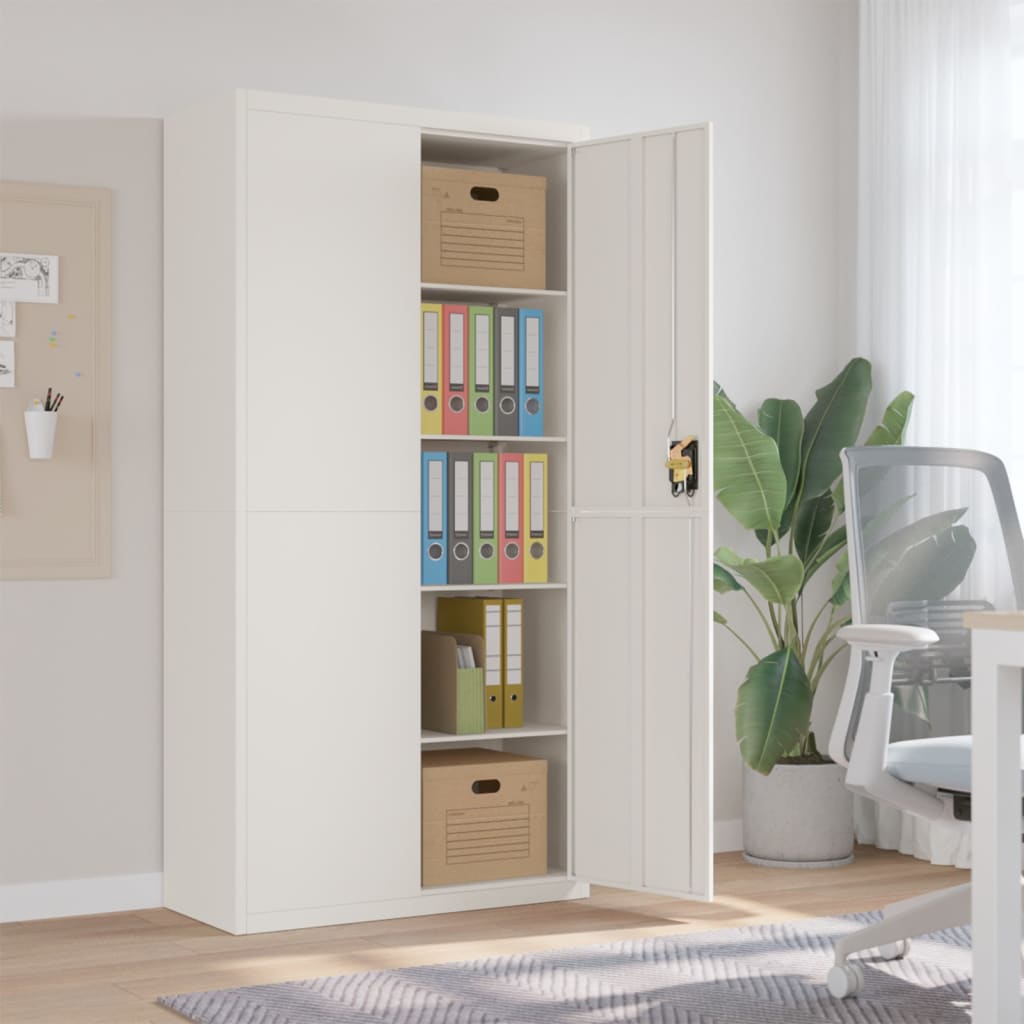 File Cabinet White 90x40x180 cm Steel - Merkel Designers