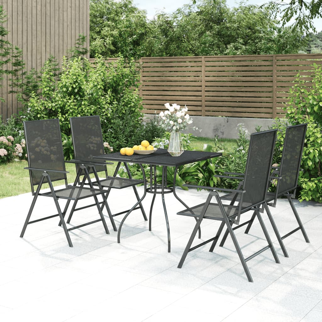 5 Piece Garden Dining Set Anthracite Steel - Brittle & Co