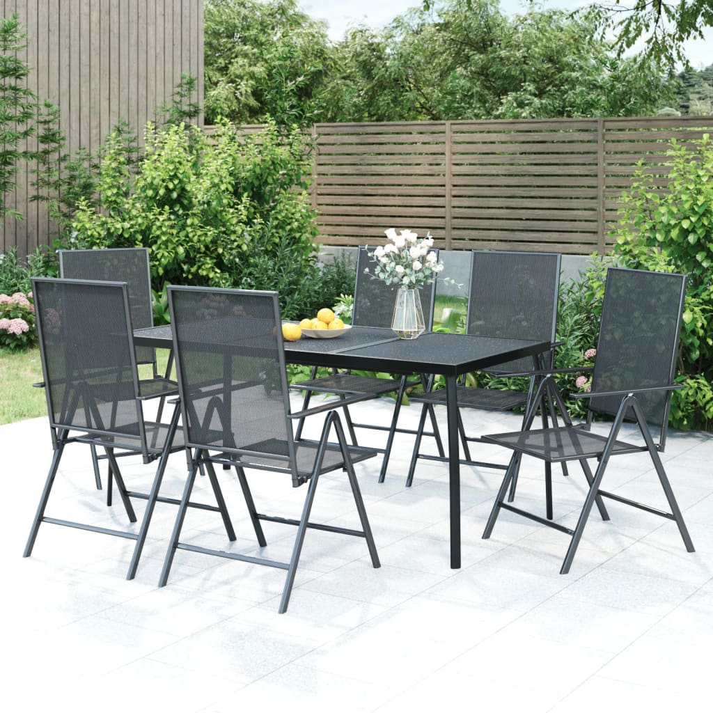 7 Piece Garden Dining Set Anthracite Steel - Tyrell & Tyrell