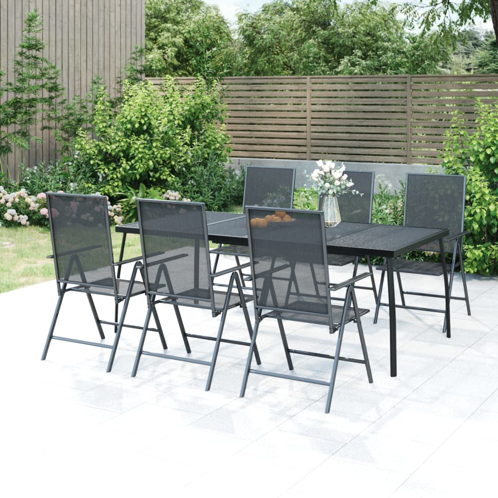 7 Piece Garden Dining Set Anthracite Steel - The Home Maker