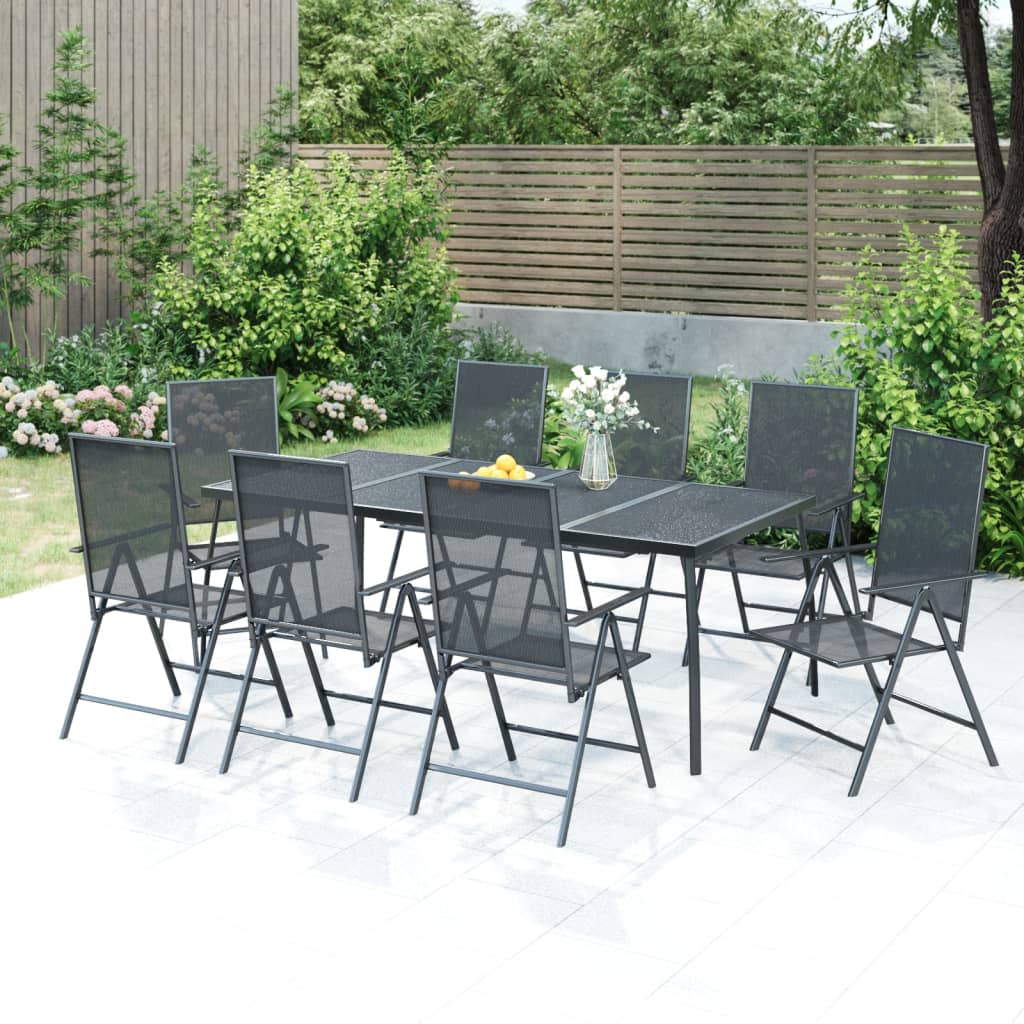 9 Piece Garden Dining Set Anthracite Steel - Style and Chic