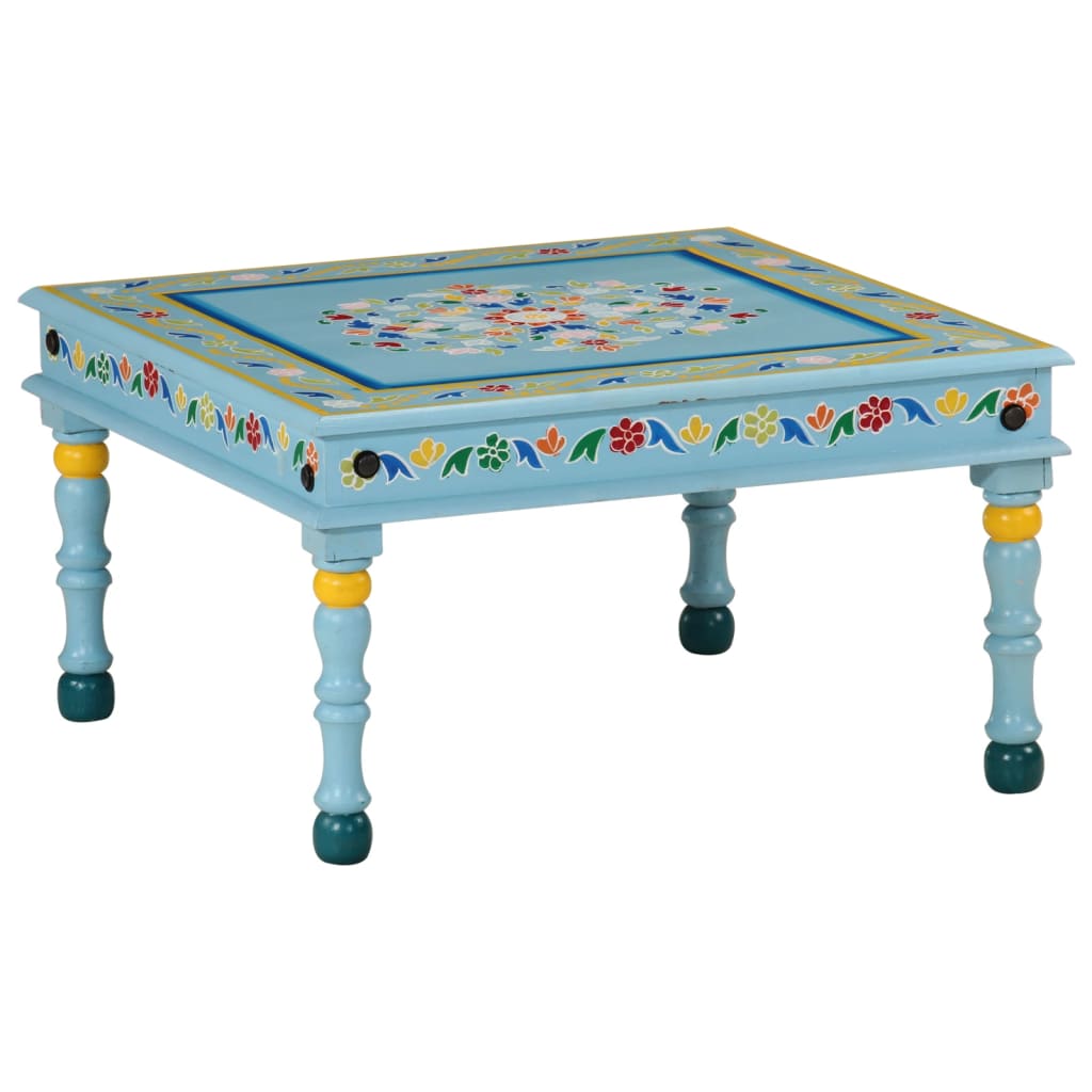 Coffee Table Turquoise Hand Painted Solid Wood Mango - Style and Chic