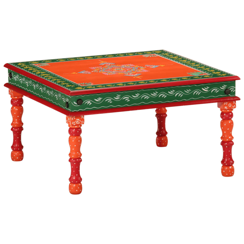Coffee Table Orange Hand Painted Solid Wood Mango - Sid & Sam