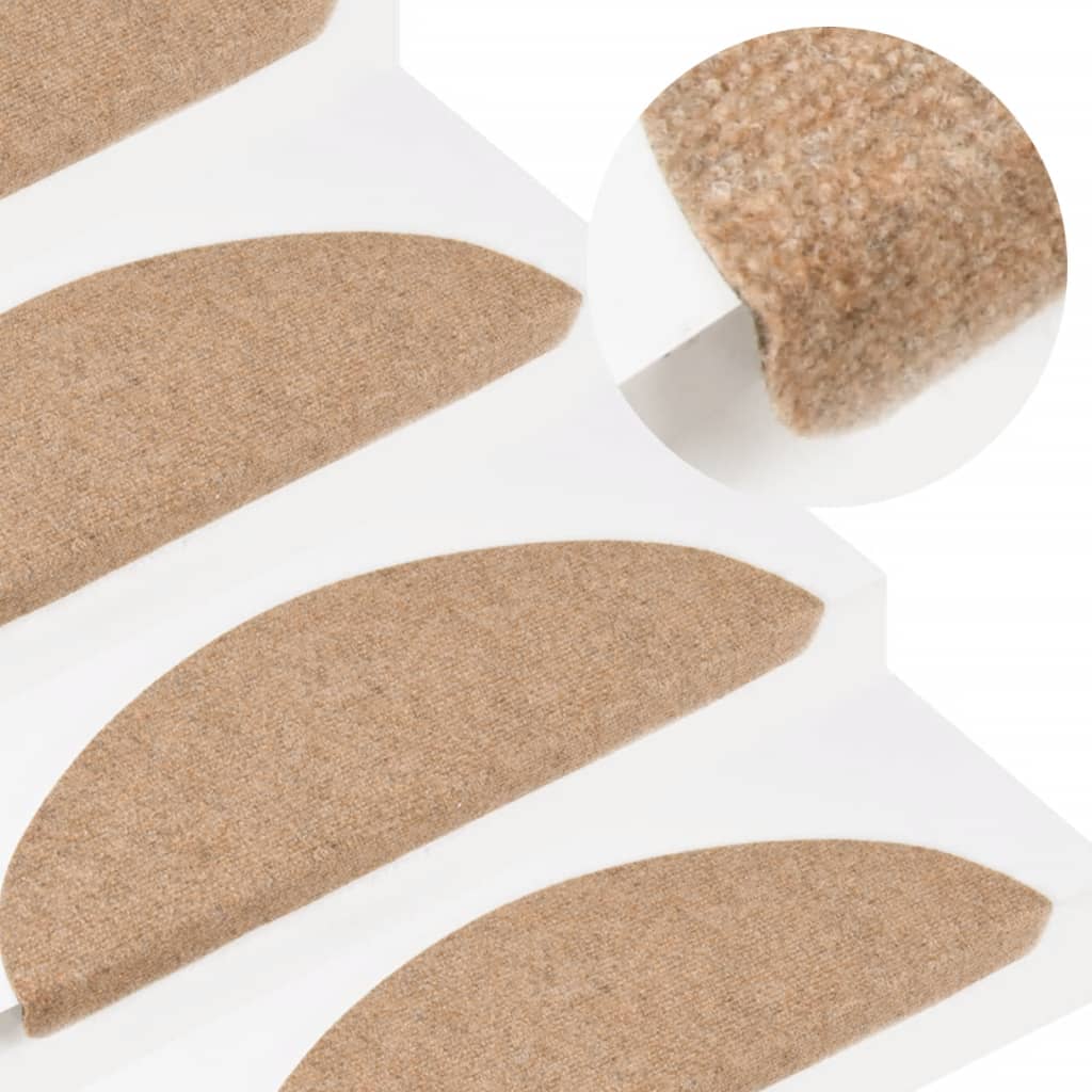 Stair Mats Self-adhesive 10 Pcs Beige 56x17x3cm - R and M Furniture