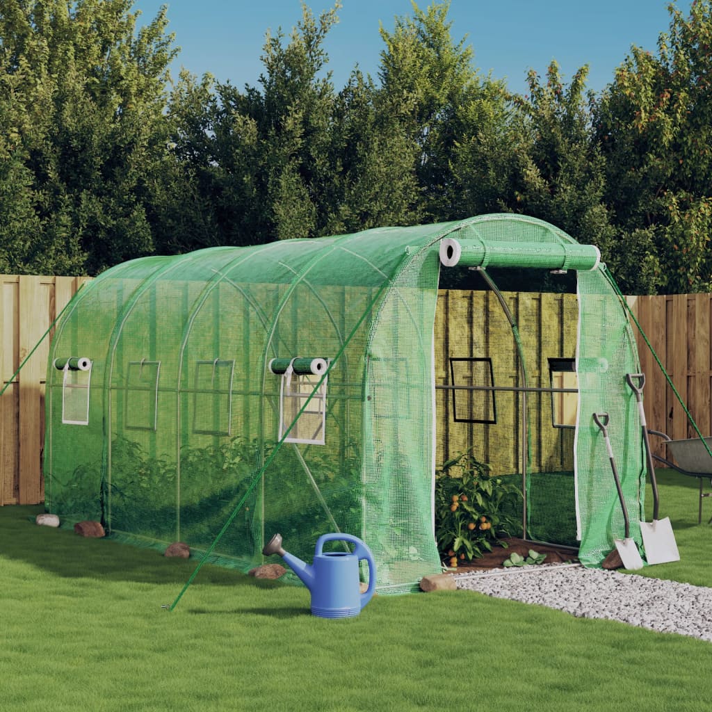 Greenhouse with Steel Frame Green 8 m2 4x2x2 m - Millennium Furniture
