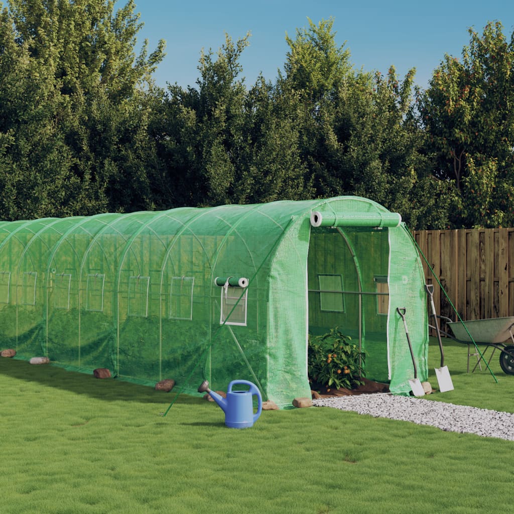 HIAHAL Greenhouse with Frame 12 sqm 6x2x2 m Steel - Green - Charlotte Dunes