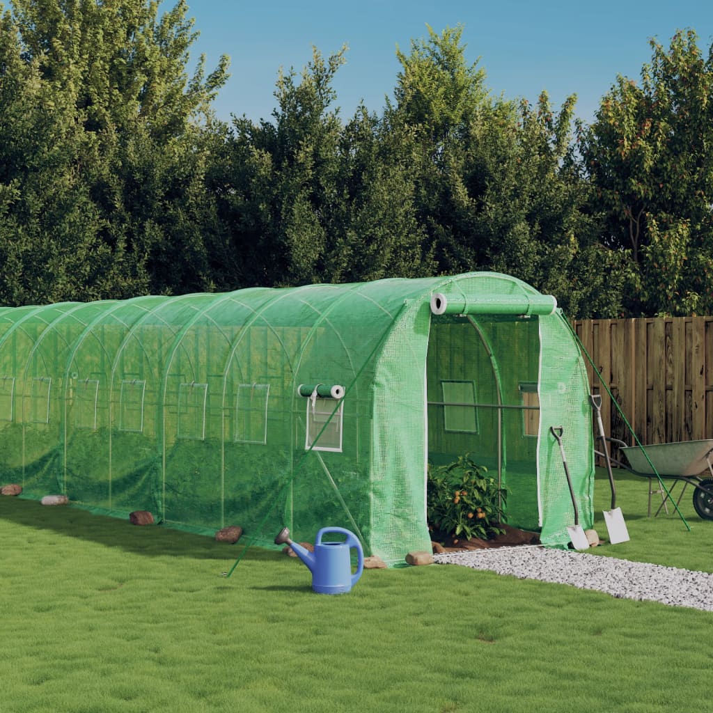 Greenhouse with Steel Frame Green 32 m2 16x2x2 m - Style and Chic