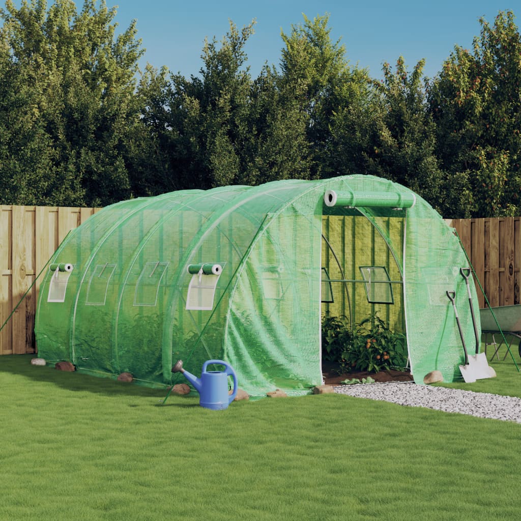 HIAHAL Greenhouse with Frame 12 sqm 4x3x2 m Steel - Green - Charlotte Dunes