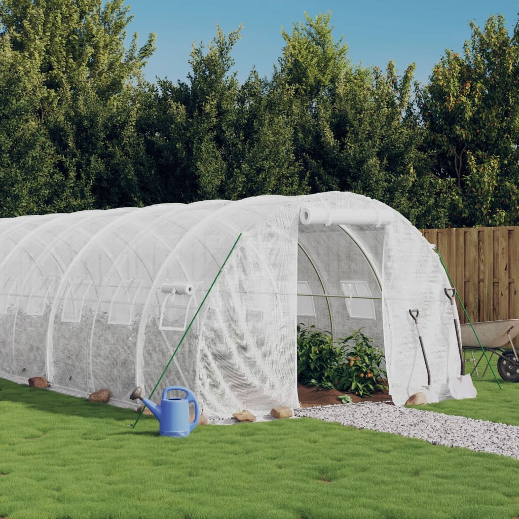 Greenhouse with Steel Frame White 66 m2 22x3x2 m - Merlin Deals