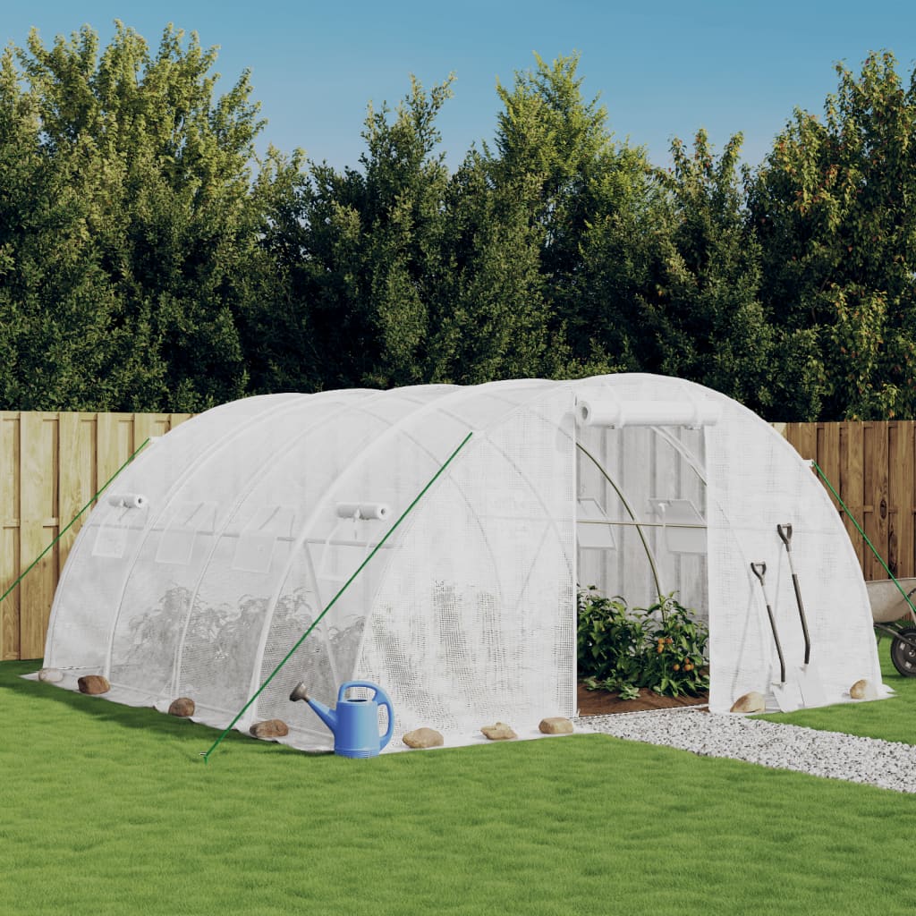 Greenhouse with Steel Frame White 16 m2 4x4x2 m - The Home Maker