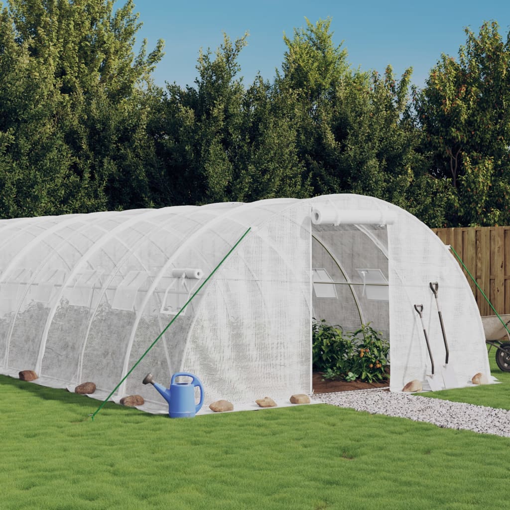 Greenhouse with Steel Frame White 48 m2 12x4x2 m - All Things Good