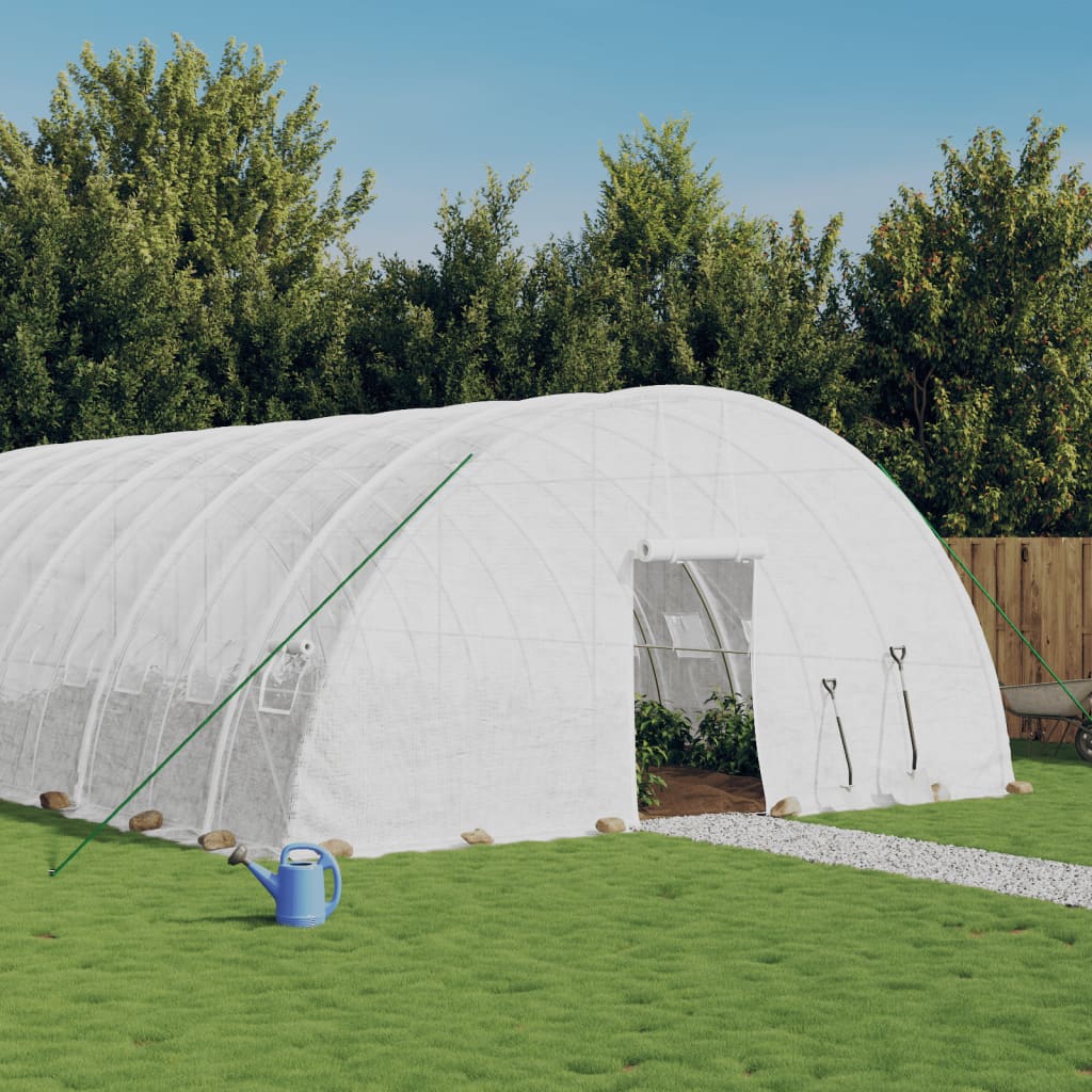 Greenhouse with Steel Frame White 60 m2 10x6x2.85 m - Unbeatable Bargains