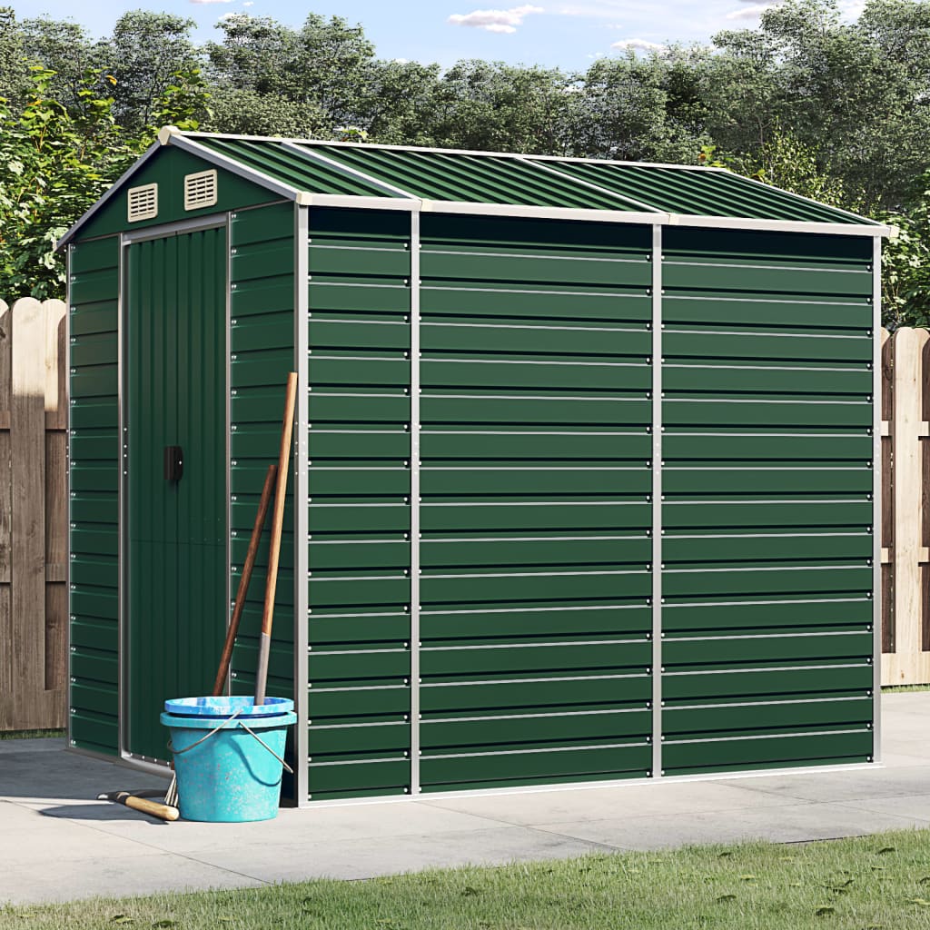 Garden Shed Green 191x215x198 cm Galvanised Steel - Merkel Designers