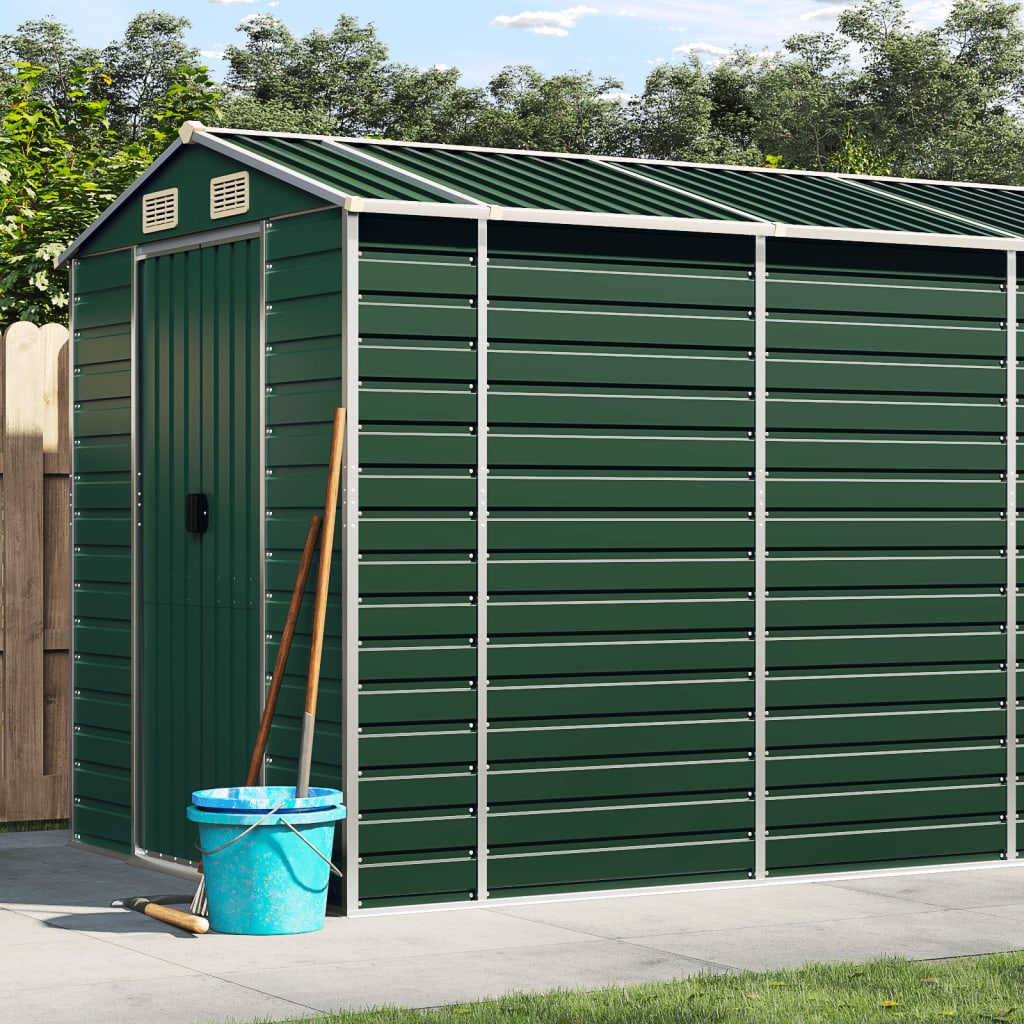 Garden Shed Green 191x895x198 cm Galvanised Steel - Unbeatable Bargains