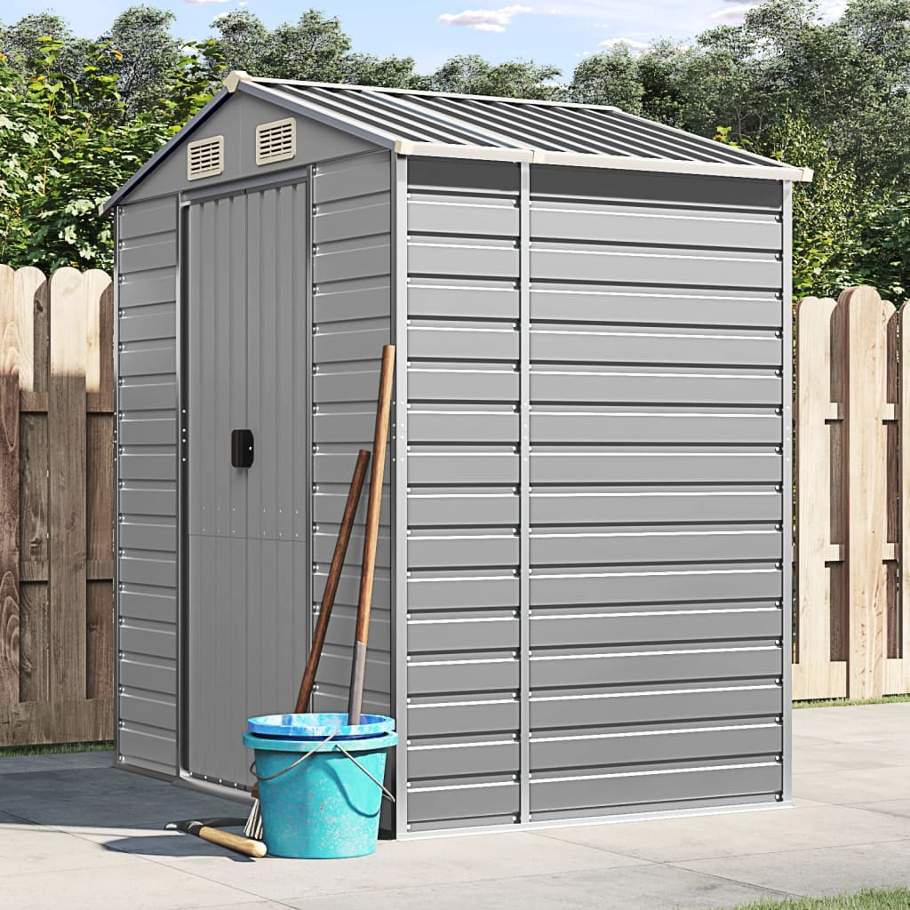 Garden Shed Light Grey 191x130x198 cm Galvanised Steel - Millennium Furniture