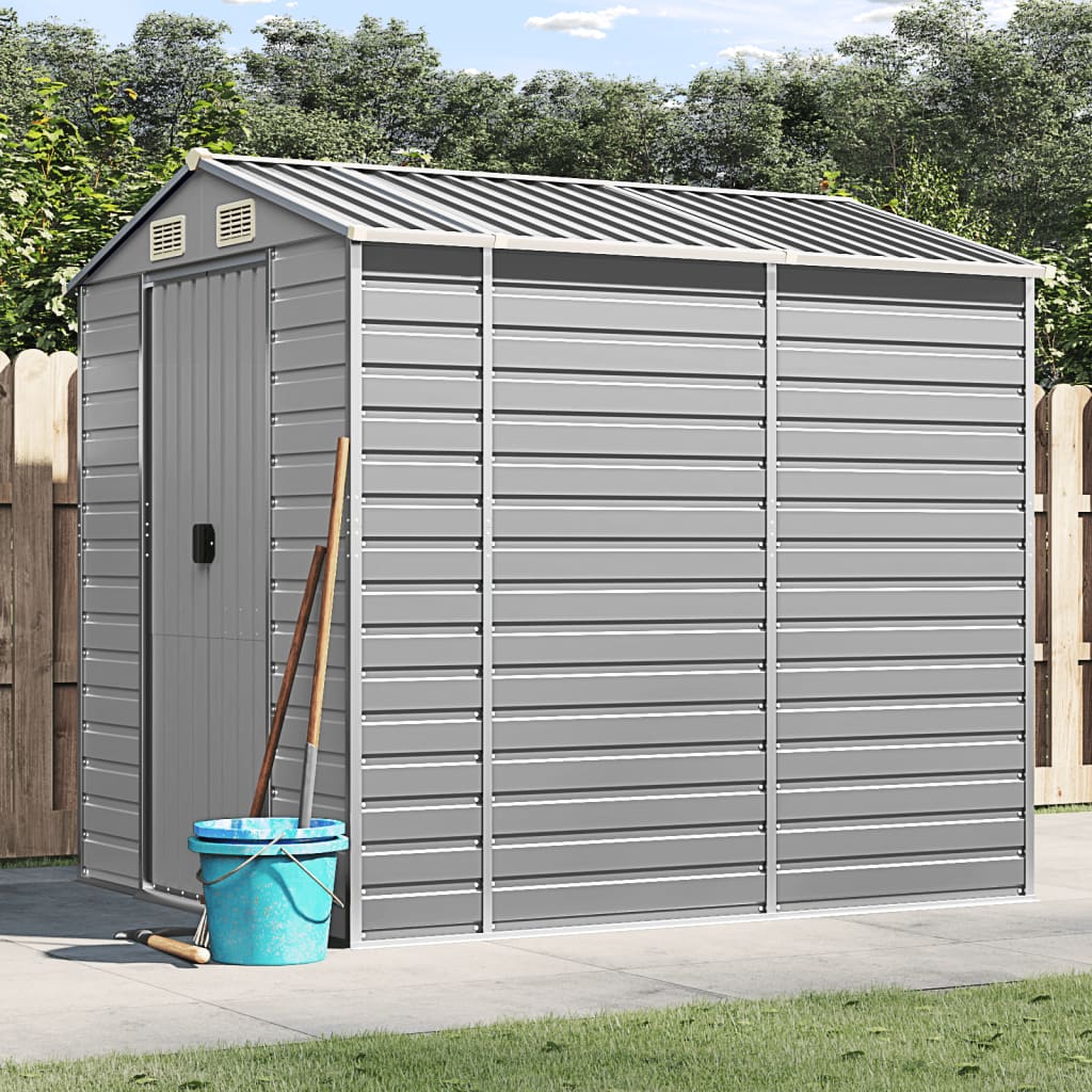 Garden Shed Light Grey 191x215x198 cm Galvanised Steel - Style and Chic