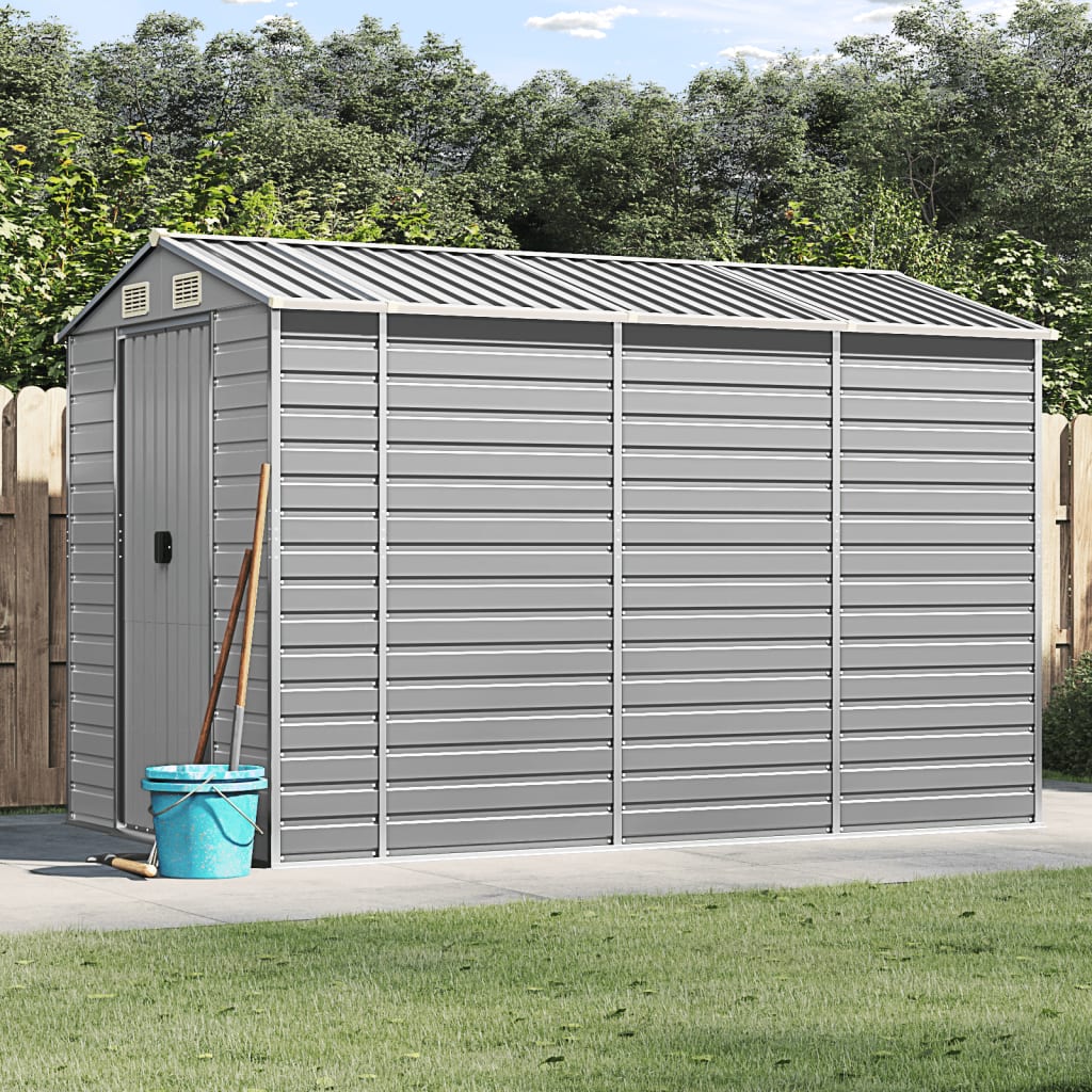 Garden Shed Light Grey 191x300x198 cm Galvanised Steel - Tyrell & Tyrell
