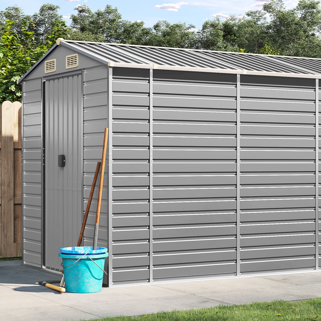 Garden Shed Light Grey 191x725x198 cm Galvanised Steel - Unbeatable Bargains