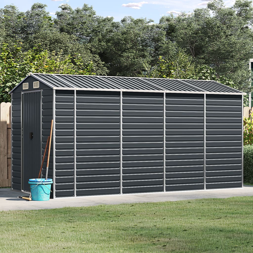 Garden Shed Anthracite 191x385x198 cm Galvanised Steel - Unbeatable Bargains