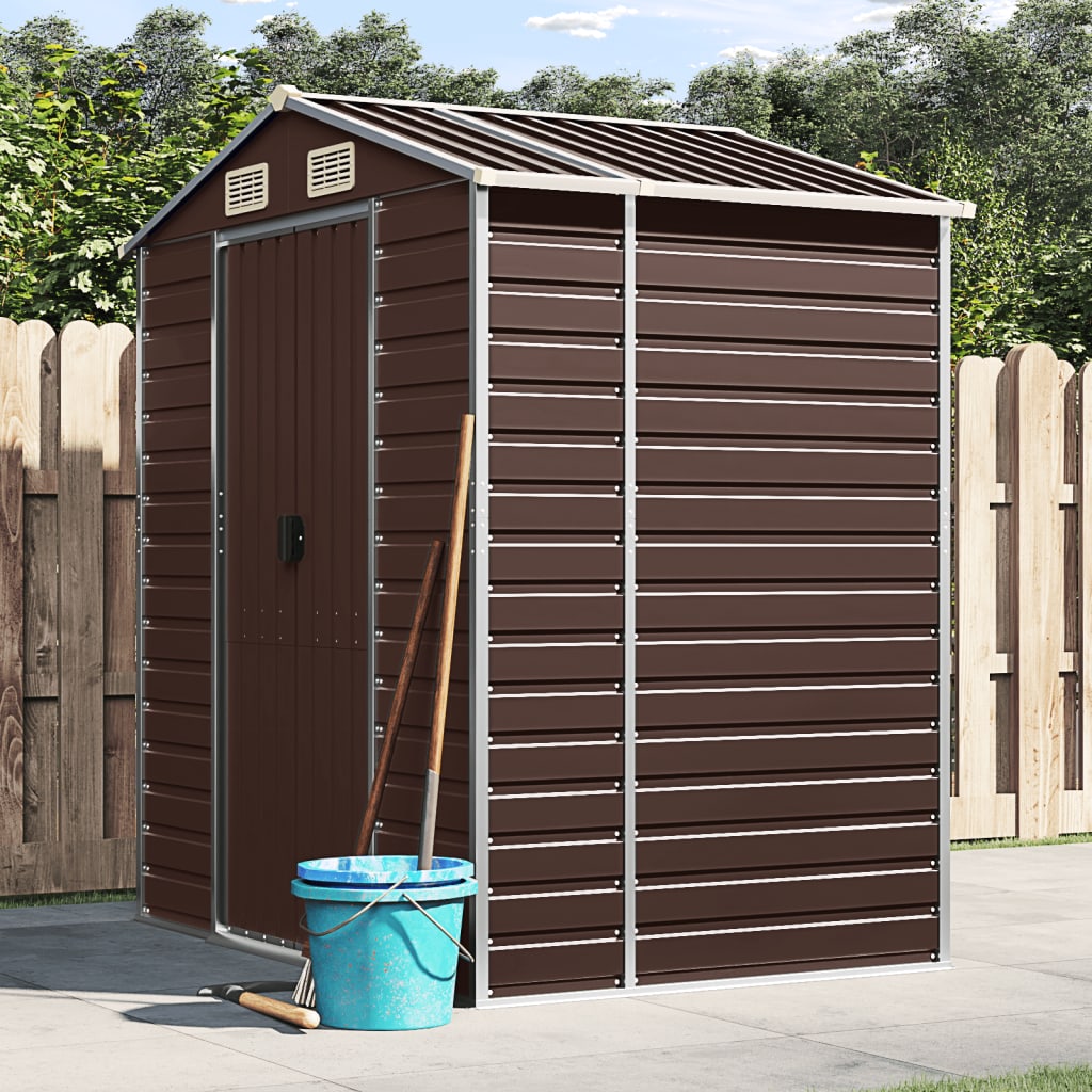 Garden Shed Brown 191x130x198 cm Galvanised Steel - Sid & Sam