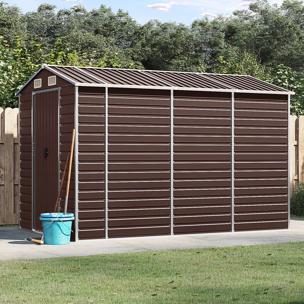 Garden Shed Brown 191x300x198 cm Galvanised Steel - Merkel Designers