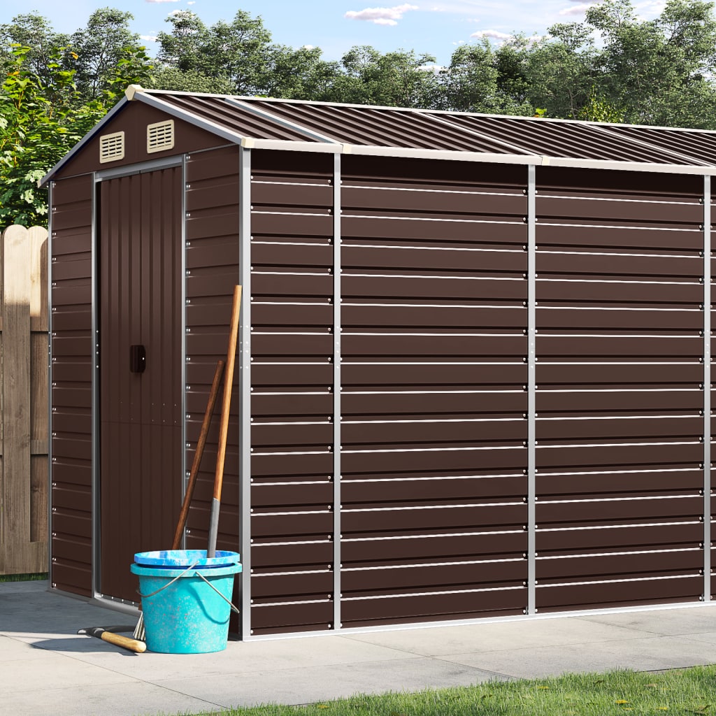 Garden Shed Brown 191x810x198 cm Galvanised Steel - Merkel Designers