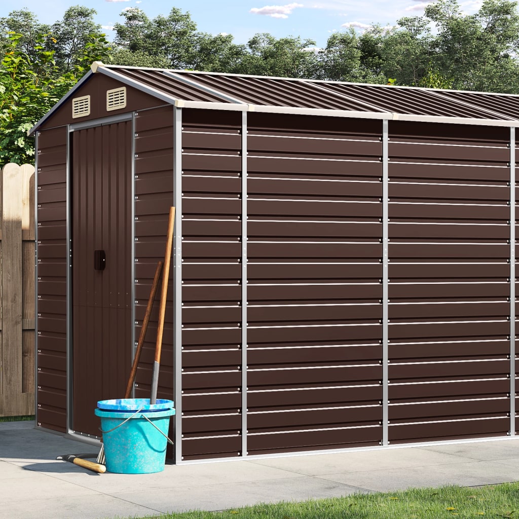 Garden Shed Brown 191x980x198 cm Galvanised Steel - Style and Chic