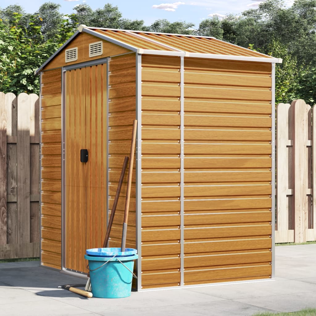 Garden Shed Light Brown 191x130x198 cm Galvanised Steel - Direct Imports